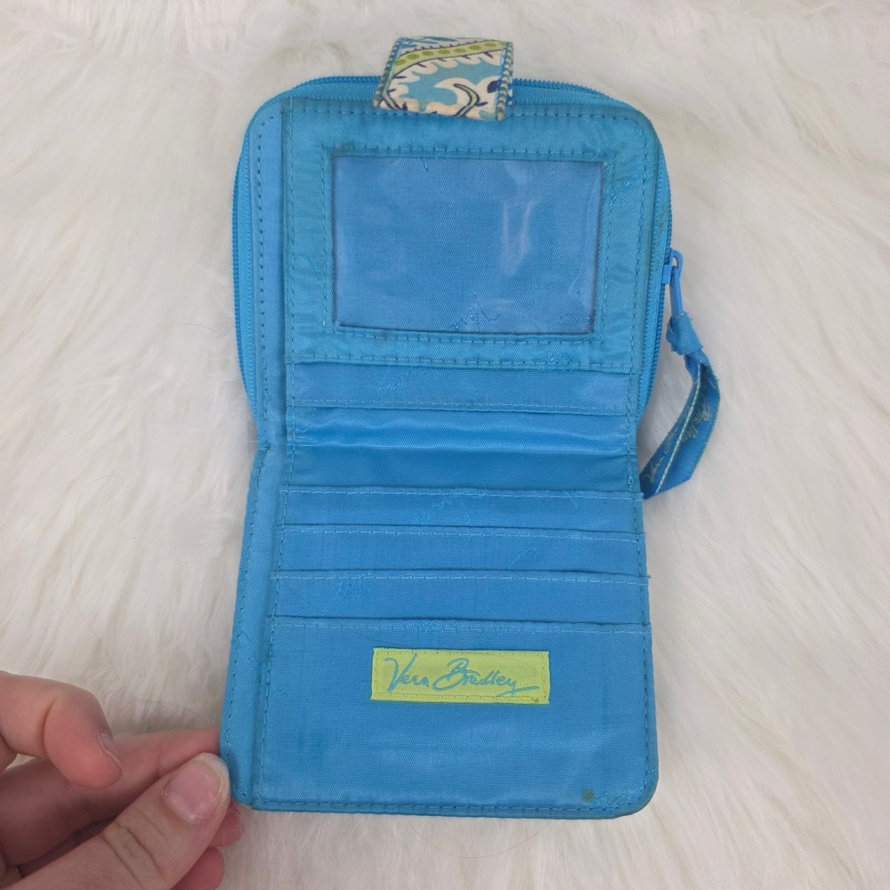 Vera Bradley Turquoise and Lime Green Paisley Wallet Pouch - Picture 2 of 6